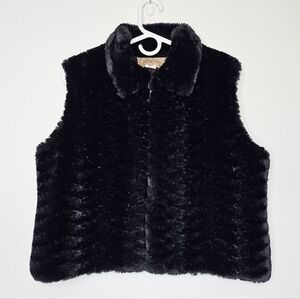 Painted Pony Fux Fur Black Fuzzy Vest Women's Size Large